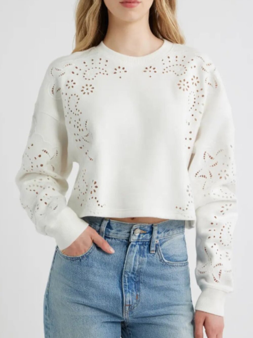LoveShackFancy Lalo Eyelet Sweatshirt